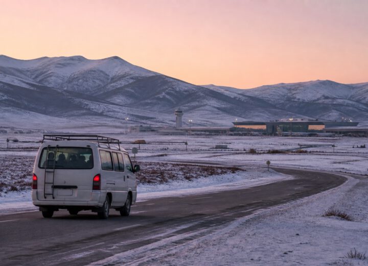 Départ de Mongolie au lever du jour