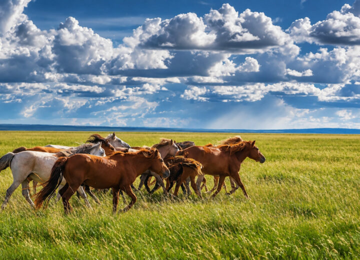 Cavaliers dans la steppe mongole