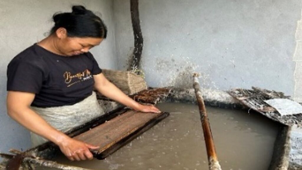 Fabrication traditionnelle du papier dans un village de Quảng Uyên
