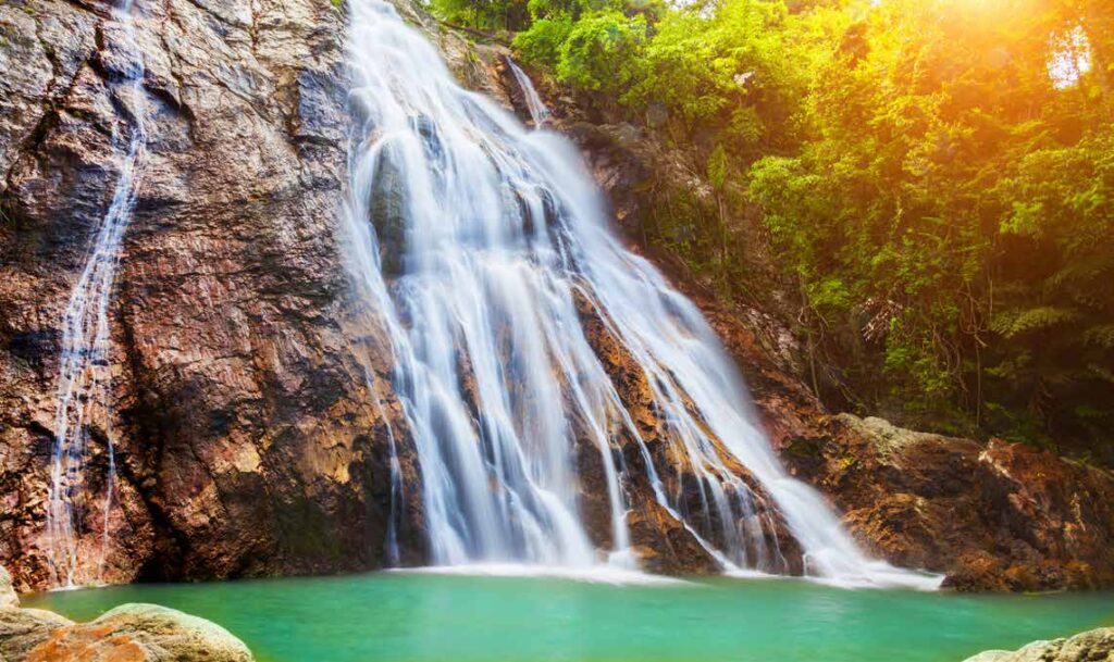 Waterfall in the Koh Samui jungle.