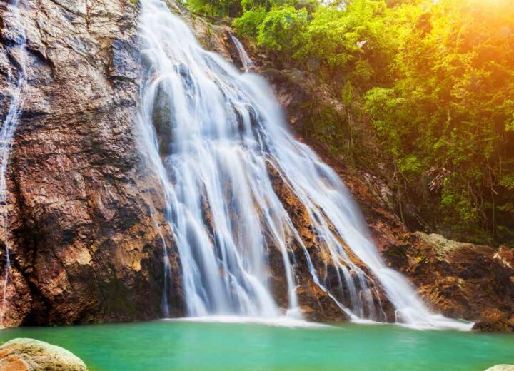 Waterfall in the Koh Samui jungle.